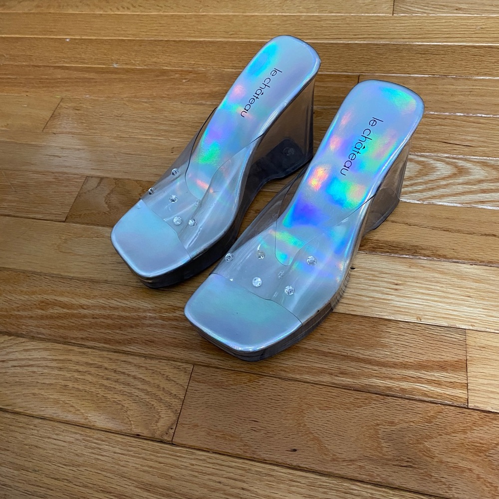 90s clear vintage heels